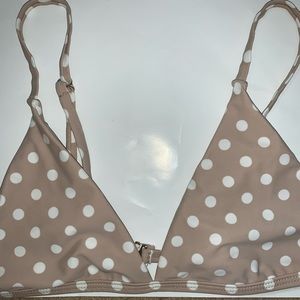 Polka Dot Gray/Taupe Bikini Top (Adjustable)